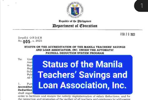MANILA TEACHERS’ SAVINGS AND LOAN ASSOCIATION, INC.